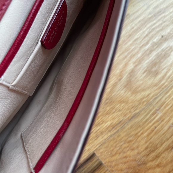 Marc Jacobs Isobel Leather Stripes Red White Clutch - Wrist Strap - Lock & Key - Picture 2 of 6